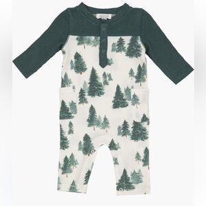 Angel Dear Romper w contrast sleeve Forest 18-24 M